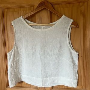 Elizabeth Suzann Petra Crop White Linen Gauze L